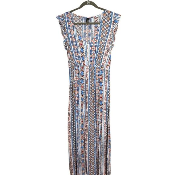 NWOT - SHEIN Allover Print Summer Flutter Sleeve Thigh Slit Maxi Dress - Picture 3 of 7